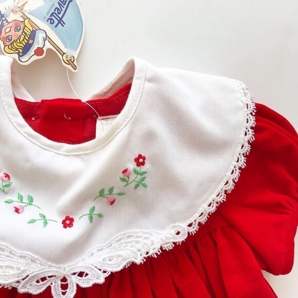 Vintage Gavette NWT velvet dress removable bib 12m - Picture 2 of 6